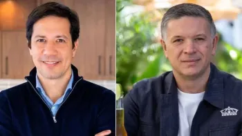 Rafael Oliveira e Michel Doukeris, os dois brasileiros que dirigem as duas maiores cervejarias do mundo: Heineken e AB InBev. Foto: Divulga��o