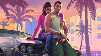 Capa do jogo mostrando os dois protagonistas, Jason e Lucia, sentados em um carro. Jason usa uma camiseta branca e cal�a verde e segura uma arma. Lucia est� atr�s dele com um bra�o em seu ombro, vestindo uma blusa rosa e cal�a cinza.
