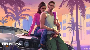 Arte da capa do jogo mostrando os dois protagonistas, Jason e Lucia, sentados contra um carro.