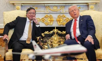 Presidente da Col�mbia, Gustavo Petro, e Donald Trump. Reprodu��o / X