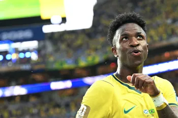 Vini Jr. foi o melhor em campo na vit�ria do Brasil sobre a Esc�cia, primeira vez que a sele��o jogou no est�dio de Miami neste Mundial. Foto: CHANDAN KHANNA / AFP