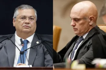 Montagem com fotos dos ministros do STF Fl�vio Dino e Alexandre de Moraes. (Sophia Santos / STF - WILTON JUNIOR/ESTAD�O CONTE�DO)