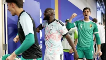 Jogadores da B�lgica celebram a classifica��o ap�s goleada sobre os EUA - Divulga��o/Fifa