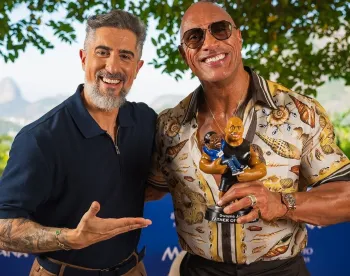 Marcos Mion entrevista o ator americano Dwayne Johnson. Foto: Reprodu��o de Instagram
