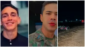 Gustavo Almeida e o soldado do 9� Batalh�o de Engenharia de Constru��o, Alex de Barros Paiole