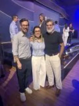 Guilherme Eug�nio e Eclesiastes J�nior participaram do meeting de apresenta��o ao mercado imobili�rio do Le Blu Consciente, promovido por Camila In�cio. (Divulga��o)