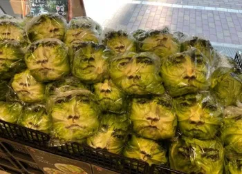 Rosto de popular ator � estampado em p�s de alface vendidos em supermercados no Jap�o. Foto: Reprodu��o/X