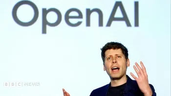 Sam Altman, CEO da OpenAI, falando em um palco. Ele j� disse v�rias vezes que apoia mais regras para a intelig�ncia artificial.