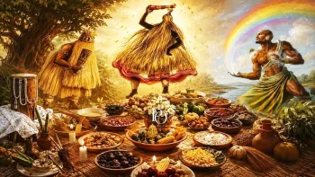 Omolu, Obaluaiy� e Oxumar�. Foto: IA-inspirada na vis�o de Pai Paulo de Oxal�