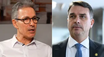 Fl�vio Bolsonaro e Romeu Zema durante encontro