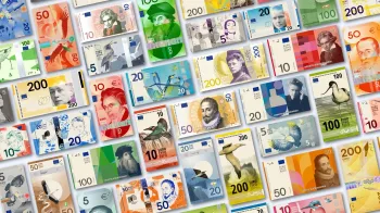 Propostas finalistas para o novo desenho das notas de euro. Foto: Divulga��o/Banco Central Europeu.