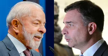 Lula e Fl�vio Bolsonaro em fotos oficiais