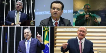 Vices anunciados Eduardo Gir�o, Gilberto Kassab, Aroldo Medina, Alfredo Gaspar, Geraldo Alckmin (Reprodu��o)