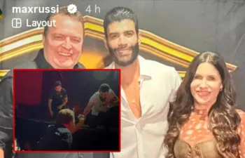 Max Russi e Gusttavo Lima durante show em Rondon�polis