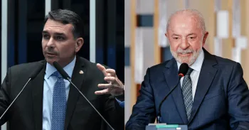 O senador Fl�vio Bolsonaro (PL), � esquerda; o presidente Luiz In�cio Lula da Silva (PT), � direita. Ricardo Stuckert/PR e Ag�ncia Senado