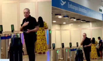 Mulher de Luis Roberto registra embarque do narrador para voltar ao trabalho e se emociona Foto: Reprodu��o/Instagram
