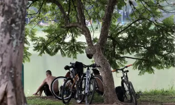 Pessoas no Parque Ibirapuera durante forte onda de calor em S�o Paulo (SP), em 29/12/2025. Foto: Paulo Pinto/Ag�ncia Brasil