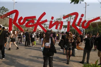 Letreiro do Rock in Rio na entrada do festival em 2024 Foto: Fabiano Rocha