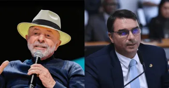 O presidente Luiz In�cio Lula da Silva (PT), � esquerda; o senador Fl�vio Bolsonaro (PL), � direita - Cr�dito: Ricardo Stuckert/PR e Ag�ncia Senado