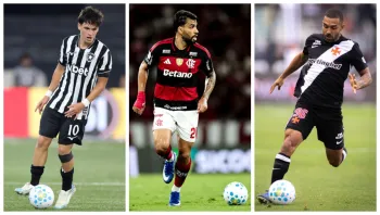 �lvaro Montoro, Lucas Paquet� e Paulo Henrique atuando, respectivamente, por Botafogo, Flamengo e Vasco no Brasileir�o 2026 - Fotos: Vitor Silva/Botafogo | Gilvan de Souza/Flamengo | Matheus Lima/Vasco da Gama