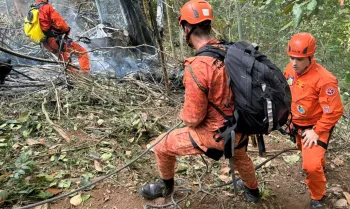 Equipes do Corpo de Bombeiros atuam na Vista Chinesa, Rio de Janeiro, depois de queda de helic�ptero (Divulga��o CBMRJ)