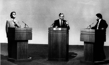 Os candidatos Fernando Collor de Melo (PRN)(e) e Luiz In�cio Lula da Silva (PT)(d) em debate pelo segundo turno das elei��es presidenciais de 89 FL�VIO CANALONGA - img480334.152001 - 14/12/1989