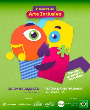 Paralelamente, ser� realizada a 1� Mostra de Arte Inclusiva, na sexta-feira, dia 28.08, das 14h �s 21h, e no s�bado, dia 29.08, das 8h �s 18h. A entrada ser� gratuita nos dois dias.