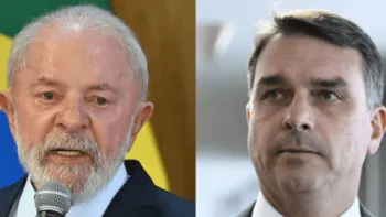 O presidente Luiz In�cio Lula da Silva (PT) e o senador Fl�vio Bolsonaro (PL-RJ) Arte CNN Brasil