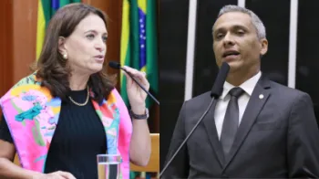 Gracinha Caiado (Uni�o) e o deputado Gustavo Gayer (PL-GO) Alberto Maia/C�mara Municipal de Goi�nia/Kayo Magalh�es / C�mara dos Deputados