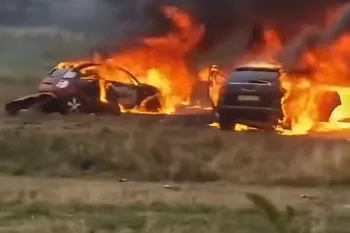 Cars were set on fire at a balloon release for one of the occupants of the VW Passat