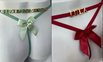 Calcinhas com nomes de Fl�vio Bolsonaro e Lula no sex shop de Pinheiro (MA) Foto: Reprodu��o / Instagram / pinheirosexshop