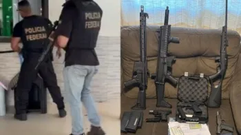 PF apreende armas durante a Opera��o Polaridade no RJ. Reprodu��o