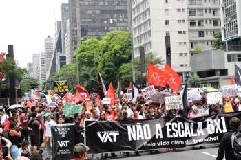 Manifesta��o pelo fim da escala de trabalho 6X1 na Avenida Paulista