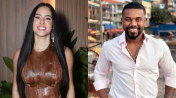 Isabelle Nogueira e Davi Brito durante as grava��es do BBB 24