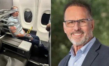 Arthur Layne Lundeen foi dominado com fita adesiva e abra�adeiras em voo nos EUA e demitido de imobili�ria no Arizona. Foto: Reprodu��o/X