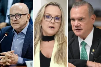 Participam do debate os tr�s candidatos a governador de partidos com representatividade m�nima no Congresso. Foto: Reprodu��o