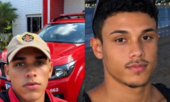 O soldado do Corpo de Bombeiros Pedro Ernesto (� esquerda) e seu marido, Pedro Henrique