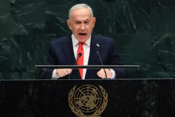 O primeiro-ministro de Israel, Benjamin Netanyahu, discursa durante a 81� Assembleia Geral das Na��es Unidas na sede da ONU, em Nova York, em 24 de setembro de 2026. (Foto de TIMOTHY A. CLARY / AFP)