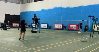 Atletas de badminton durante a final da simples feminina sub-15 na categoria n�o federado. Foto: Laura Alexandre