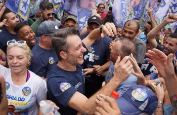 Alex Manente durante agenda no Grande ABC