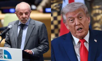 Montagem com Lula e Trump (Charly Triballeau/AFP; Andrew Caballero-Reynolds/AFP)