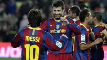 Piqu� e Messi durante os anos em que jogaram juntos no Barcelona