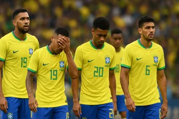 Sele��o Brasileira durante o amistoso contra o Panam�, onde venceu por 6 a 2, se preparando para a Copa do Mundo 2026.