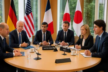 L�deres do G7 se re�nem em meio a tens�es comerciais e conflitos internacionais, debatendo solu��es para a crise econ�mica global.