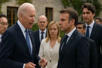 L�deres do G7 discutem tens�es globais e com�rcio em reuni�o em Hiroshima, Jap�o.