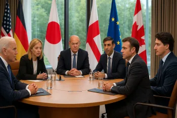 L�deres do G7 se re�nem para discutir conflitos e com�rcio global em um cen�rio tenso.