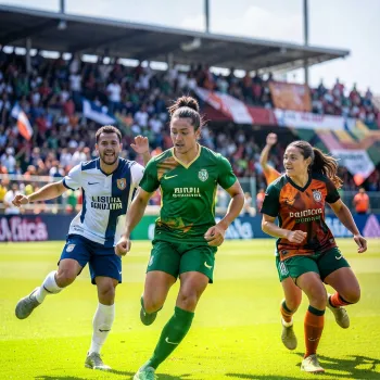 Jogadoras da Sele��o Brasileira Feminina em a��o durante a partida contra os Estados Unidos, marcando um momento cr�tico na prepara��o para a Copa do Mundo.