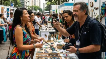 Foto ilustrativa: S�o Paulo atrai expositores que produzem brindes no Brasil (IA)
