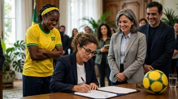 Foto ilustrativa: Lei do futebol feminino � sancionada no Brasil (IA)