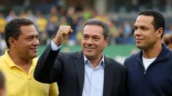 Foto ilustrativa: Quem se elegeu entre Edmundo, Luxemburgo e Luis Fabiano (IA)